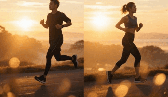 A runner training alone on a road