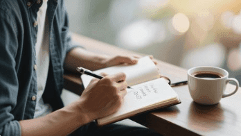 A person writing goals in a journal